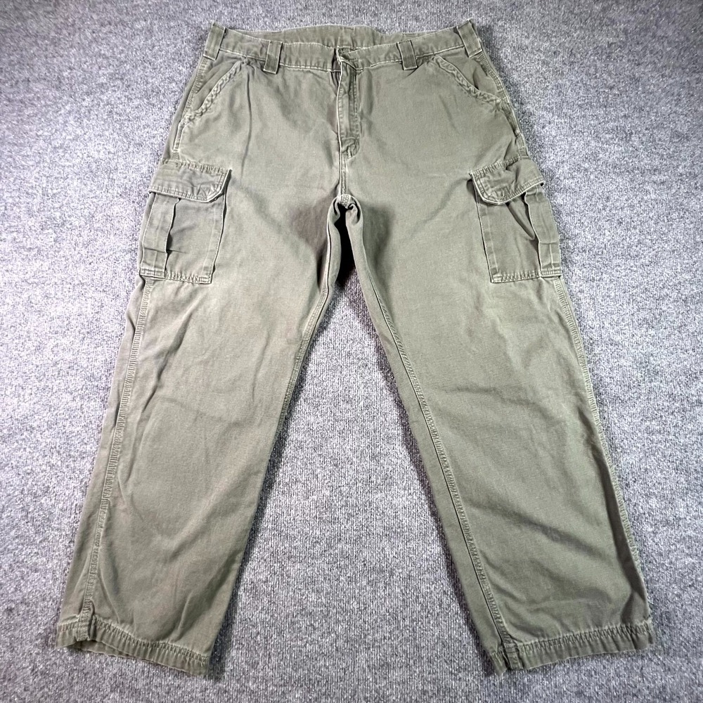 Carhartt Cargo Pants Mens 40x32 Olive Green Dungaree Fit Utility Pocket Workwear